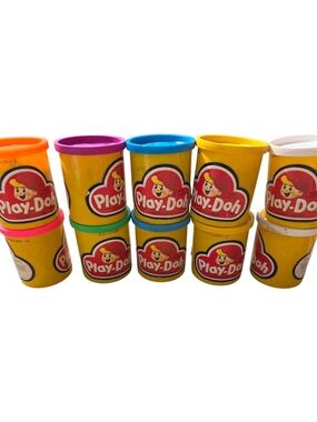 Vintage 1987 Play-Doh Lot Of 10  *opened cans* Still Playable